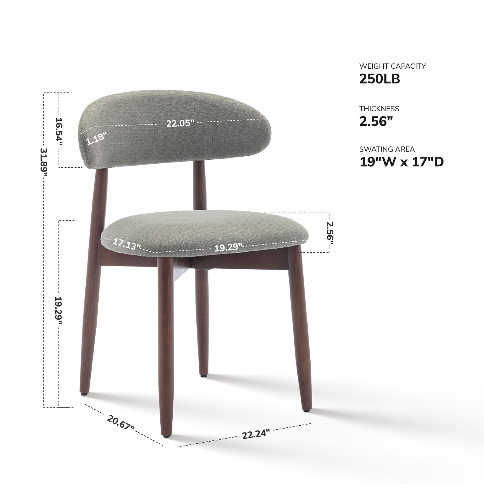 COLAMY NOYA Mid-Century Modern Upholstered Dining Chair