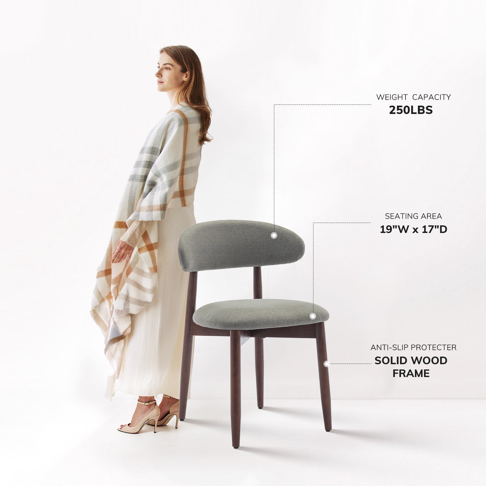 COLAMY NOYA Mid-Century Modern Upholstered Dining Chair