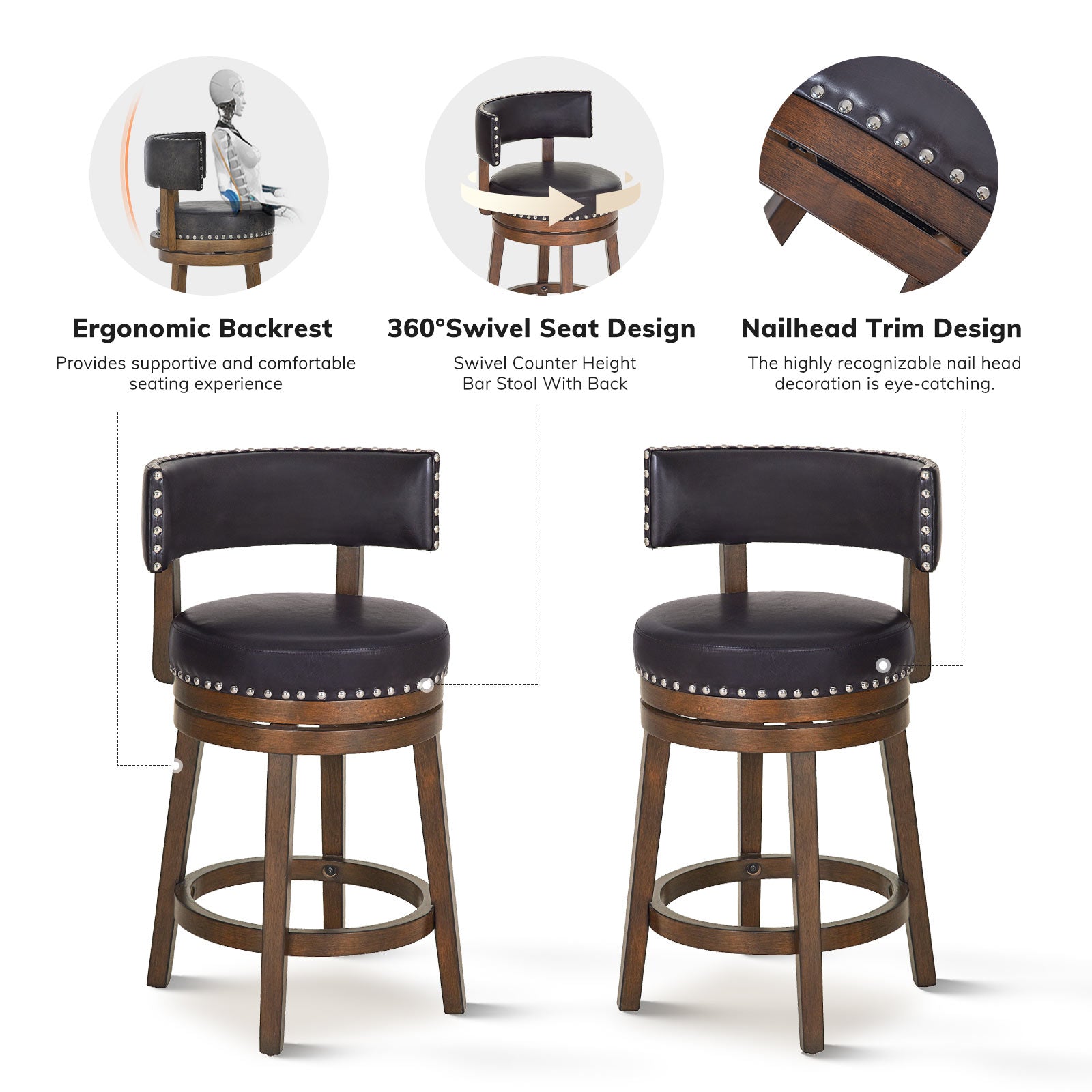 COLAMY RENO Vintage Industrial Dining Chair