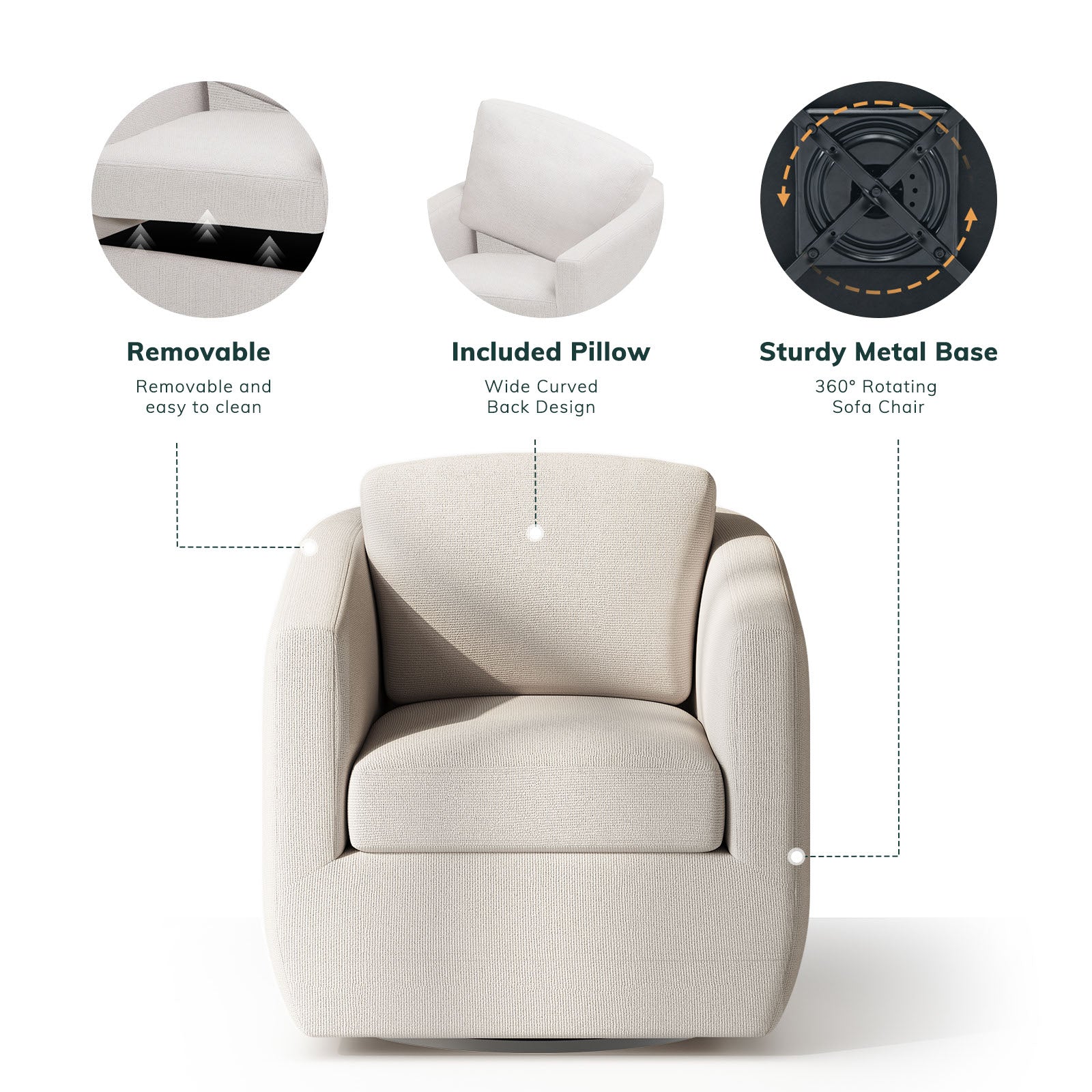COLAMY REVA Modern Swivel Accent Chair