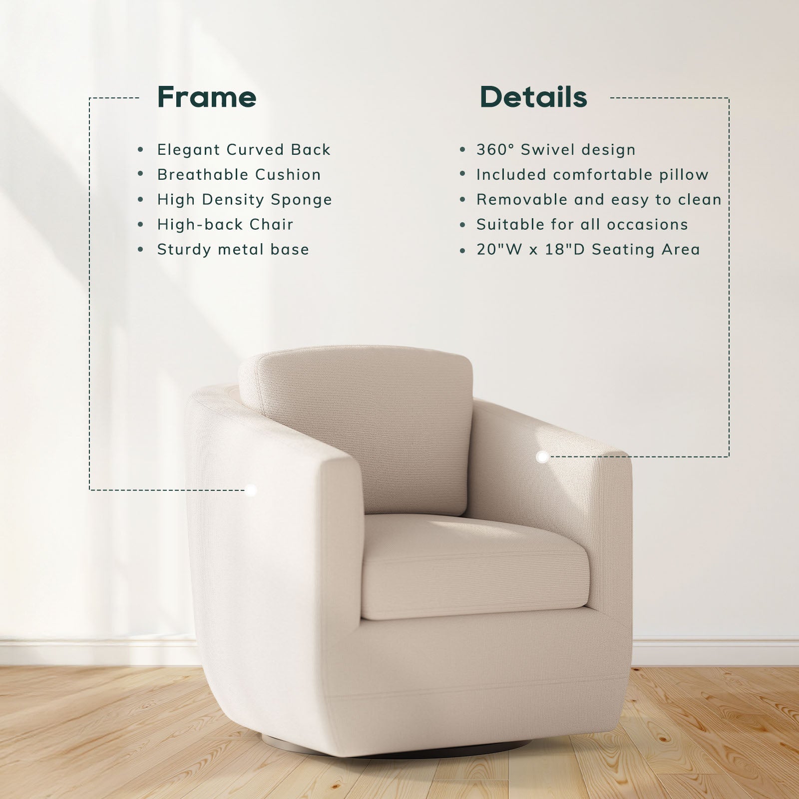 COLAMY REVA Modern Swivel Accent Chair
