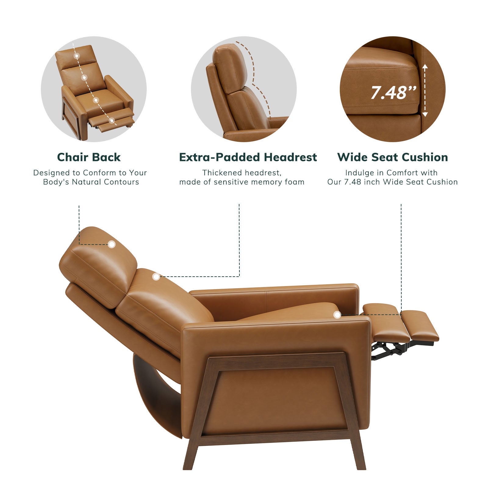 COLAMY RONIN PU Leather Mid-Century Modern Accent Chair