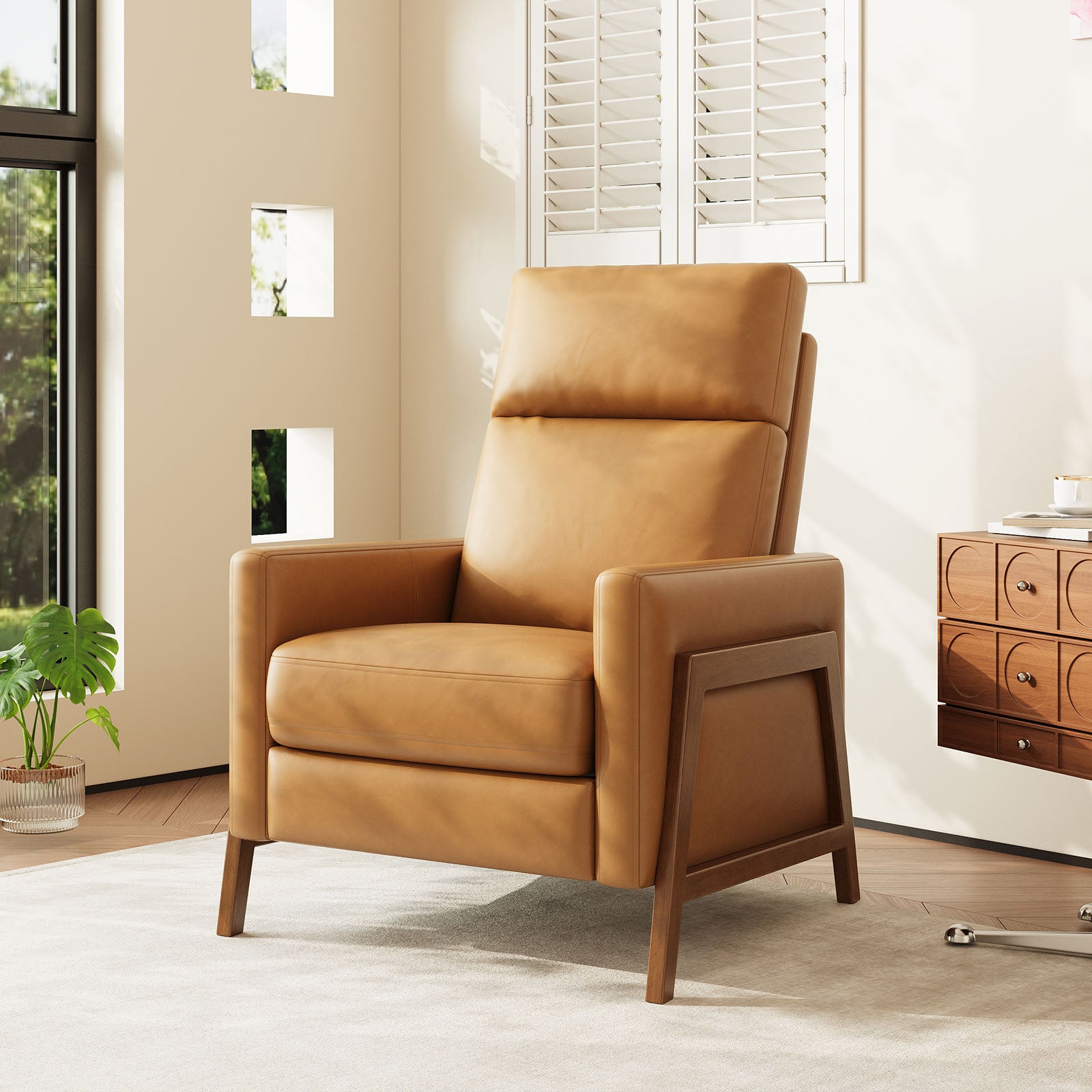COLAMY RONIN PU Leather Mid-Century Modern Accent Chair