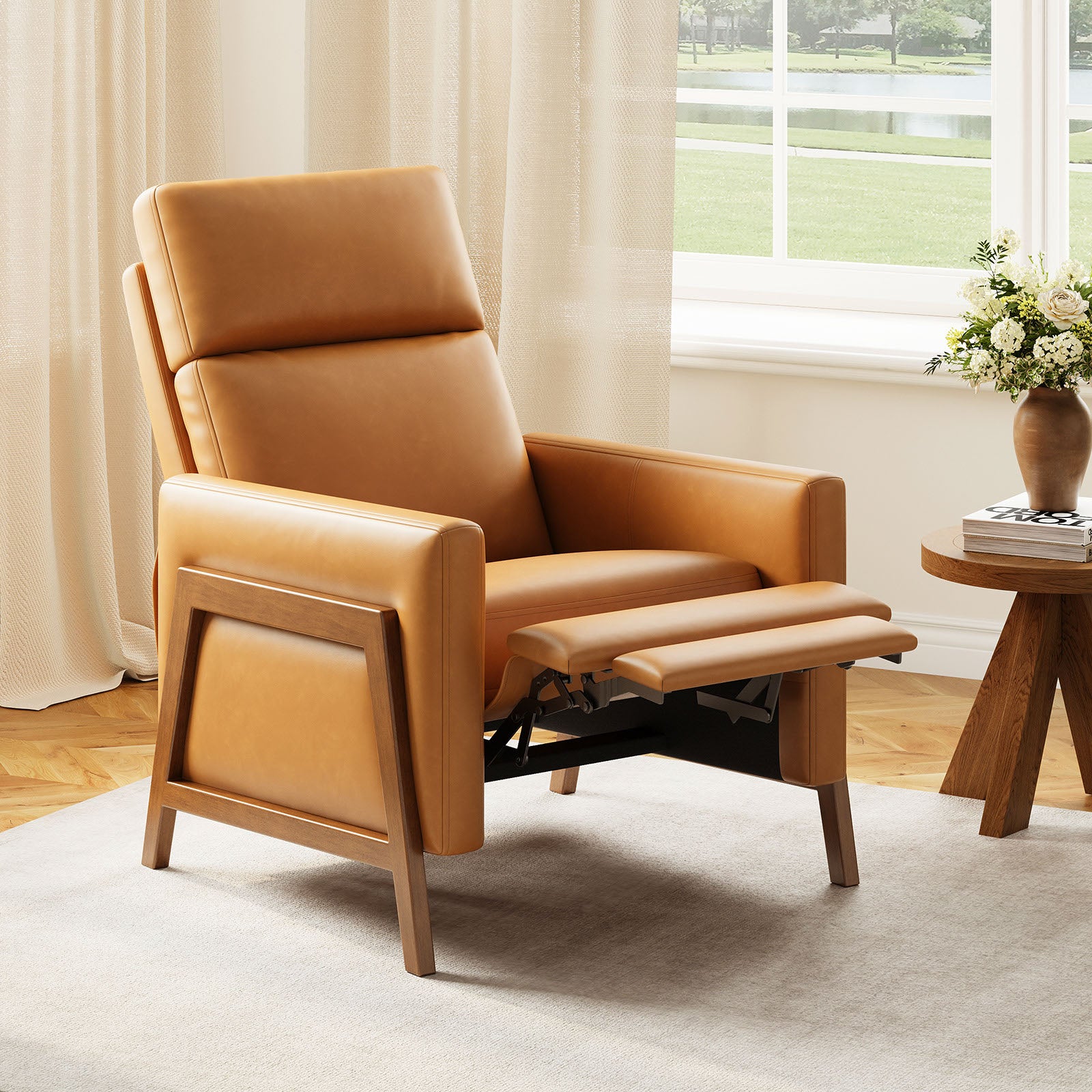 COLAMY RONIN PU Leather Mid-Century Modern Accent Chair