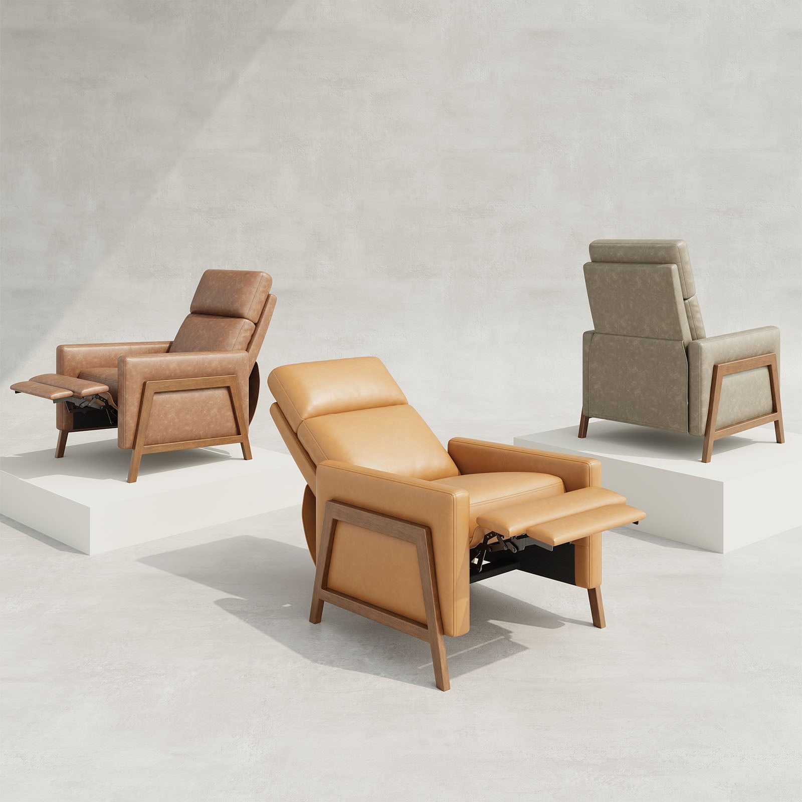 COLAMY RONIN PU Leather Mid-Century Modern Accent Chair