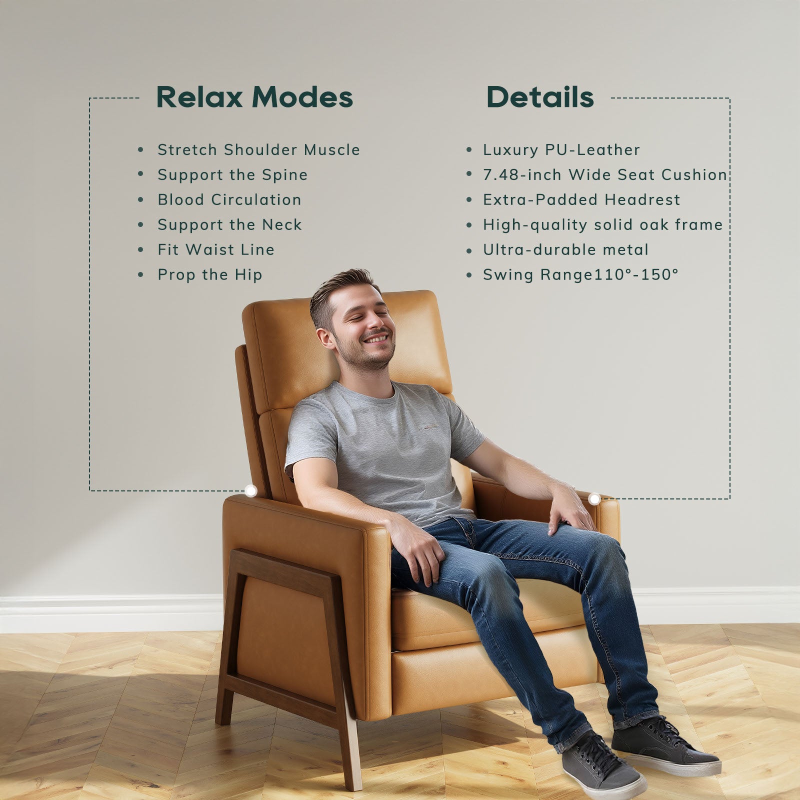 COLAMY RONIN PU Leather Mid-Century Modern Accent Chair