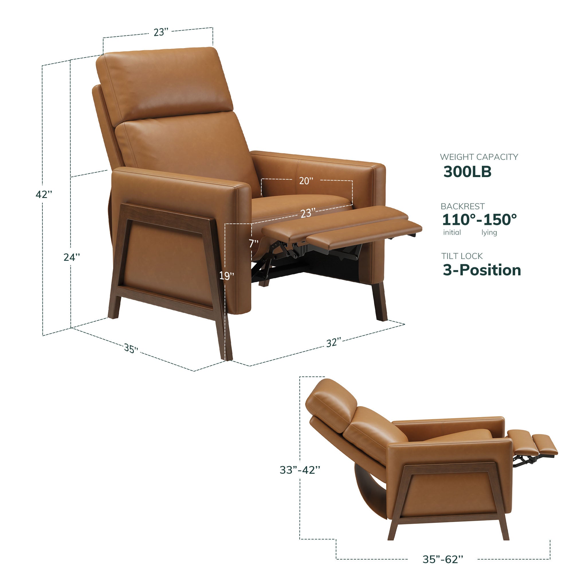 COLAMY RONIN PU Leather Mid-Century Modern Accent Chair