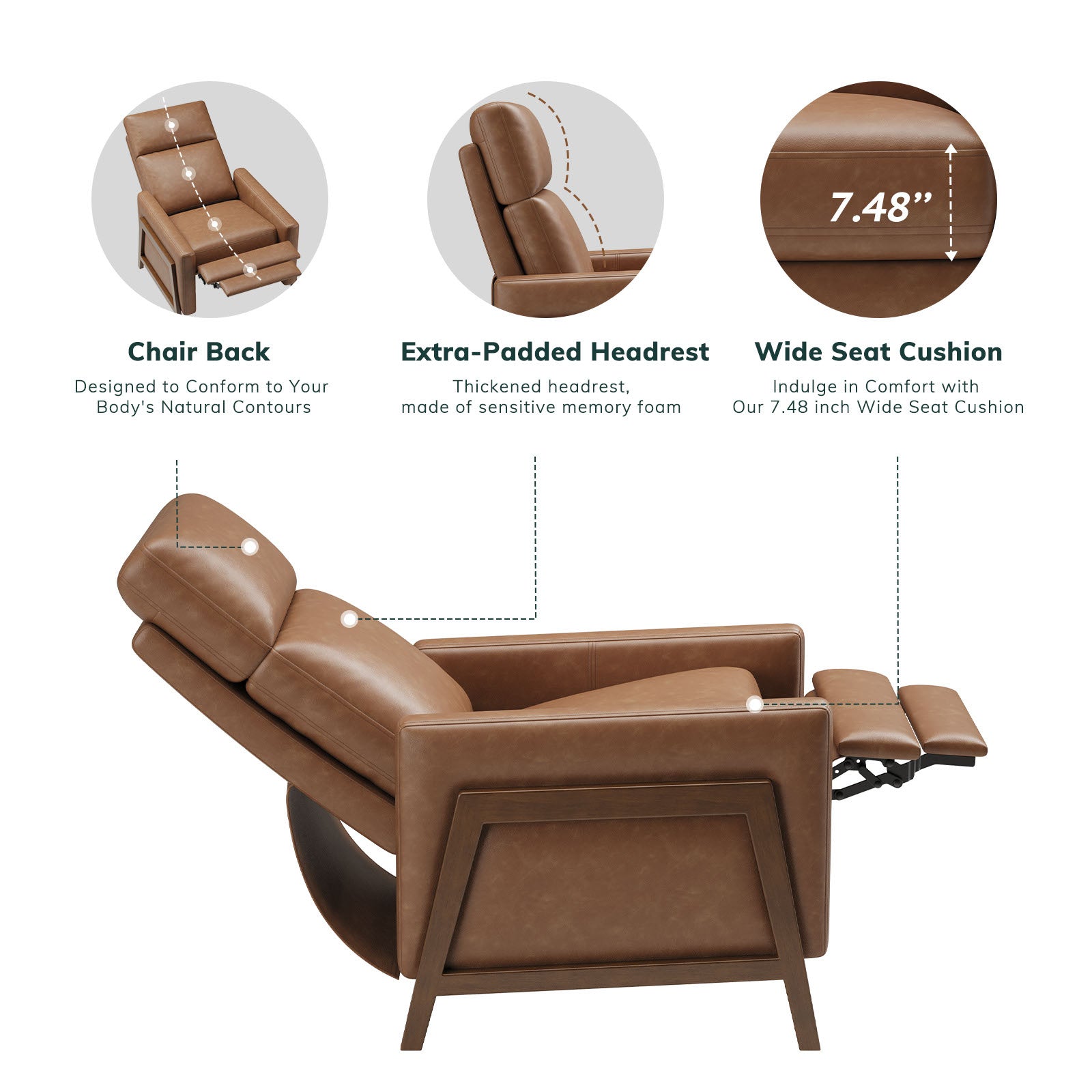 COLAMY RONIN PU Leather Mid-Century Modern Accent Chair