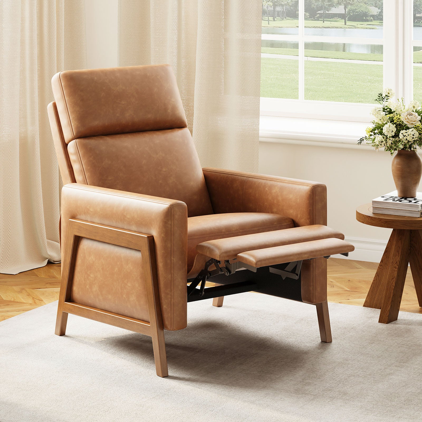 COLAMY RONIN PU Leather Mid-Century Modern Accent Chair