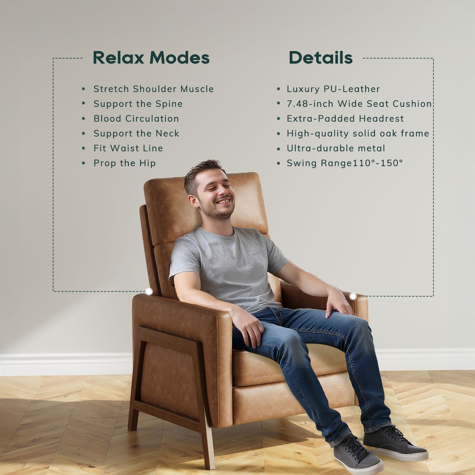 COLAMY RONIN PU Leather Mid-Century Modern Accent Chair