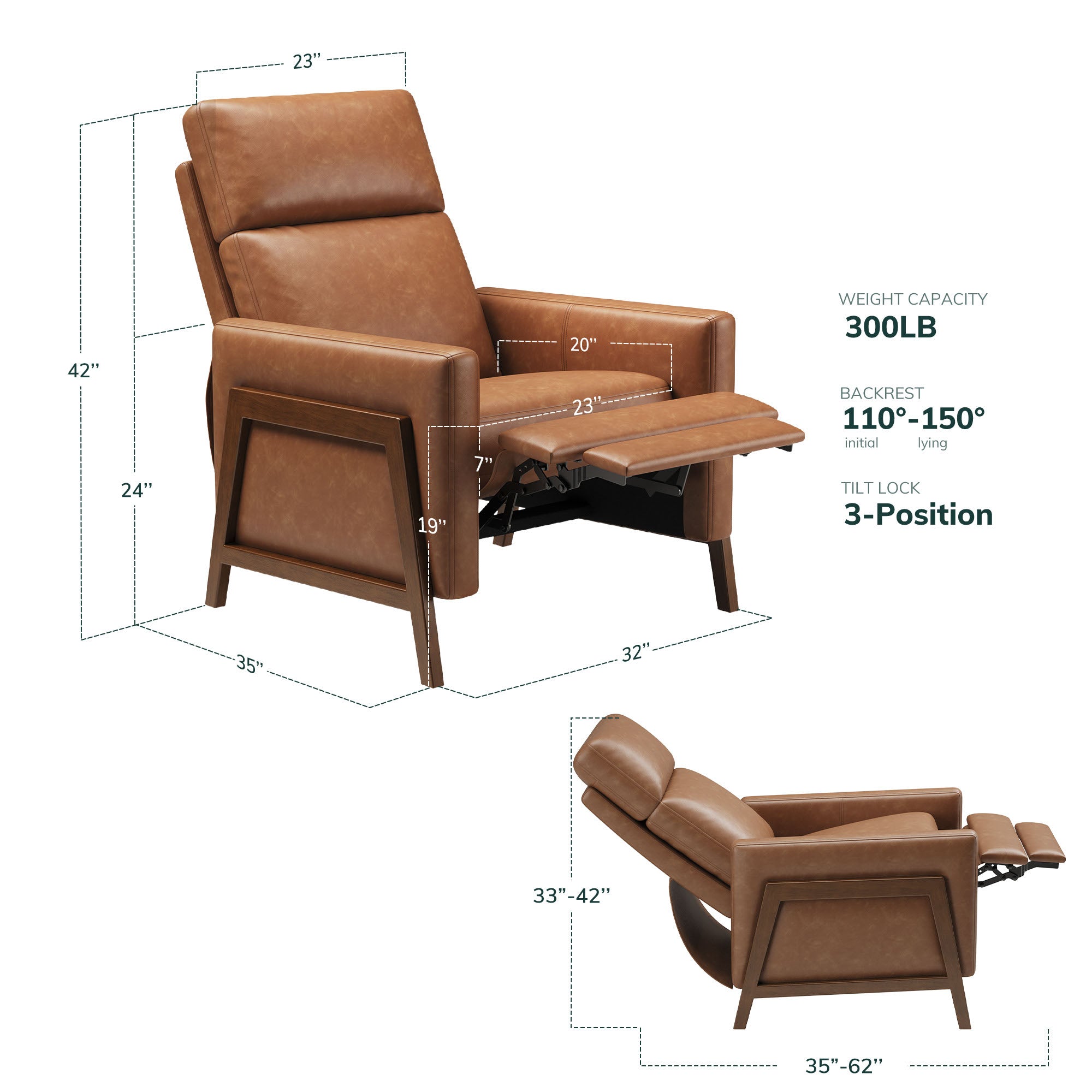 COLAMY RONIN PU Leather Mid-Century Modern Accent Chair