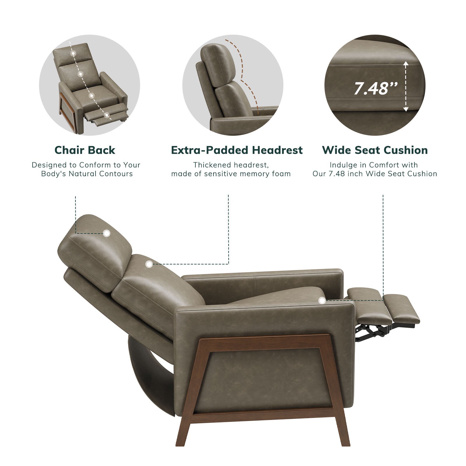 COLAMY RONIN PU Leather Mid-Century Modern Accent Chair