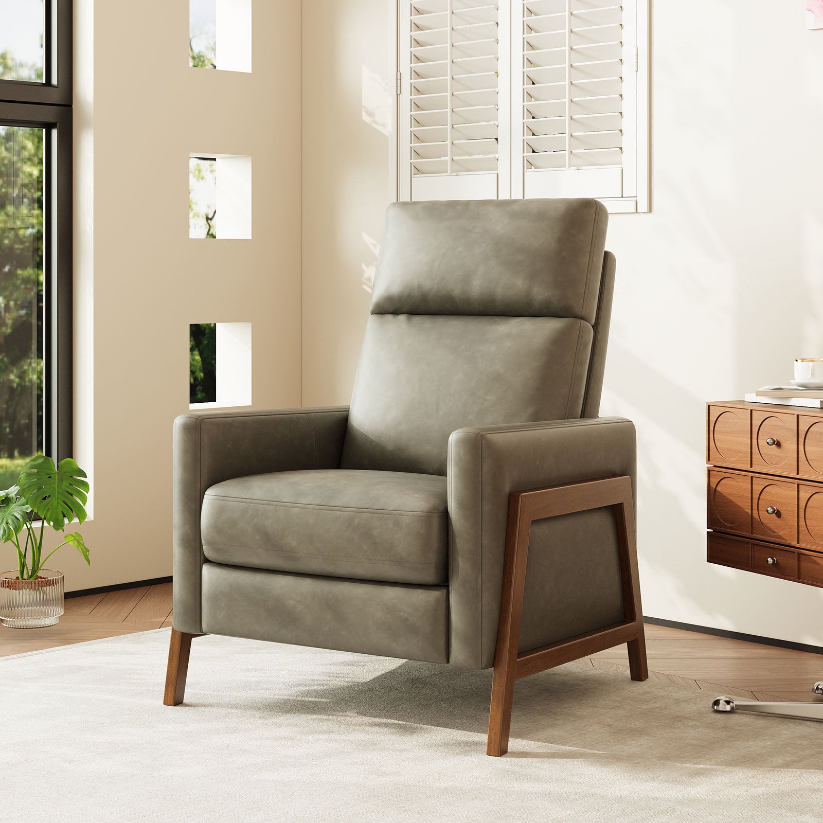 COLAMY RONIN PU Leather Mid-Century Modern Accent Chair