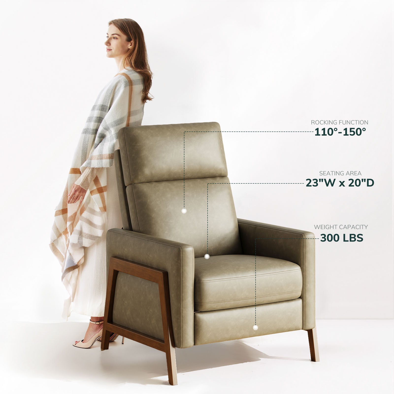 COLAMY RONIN PU Leather Mid-Century Modern Accent Chair