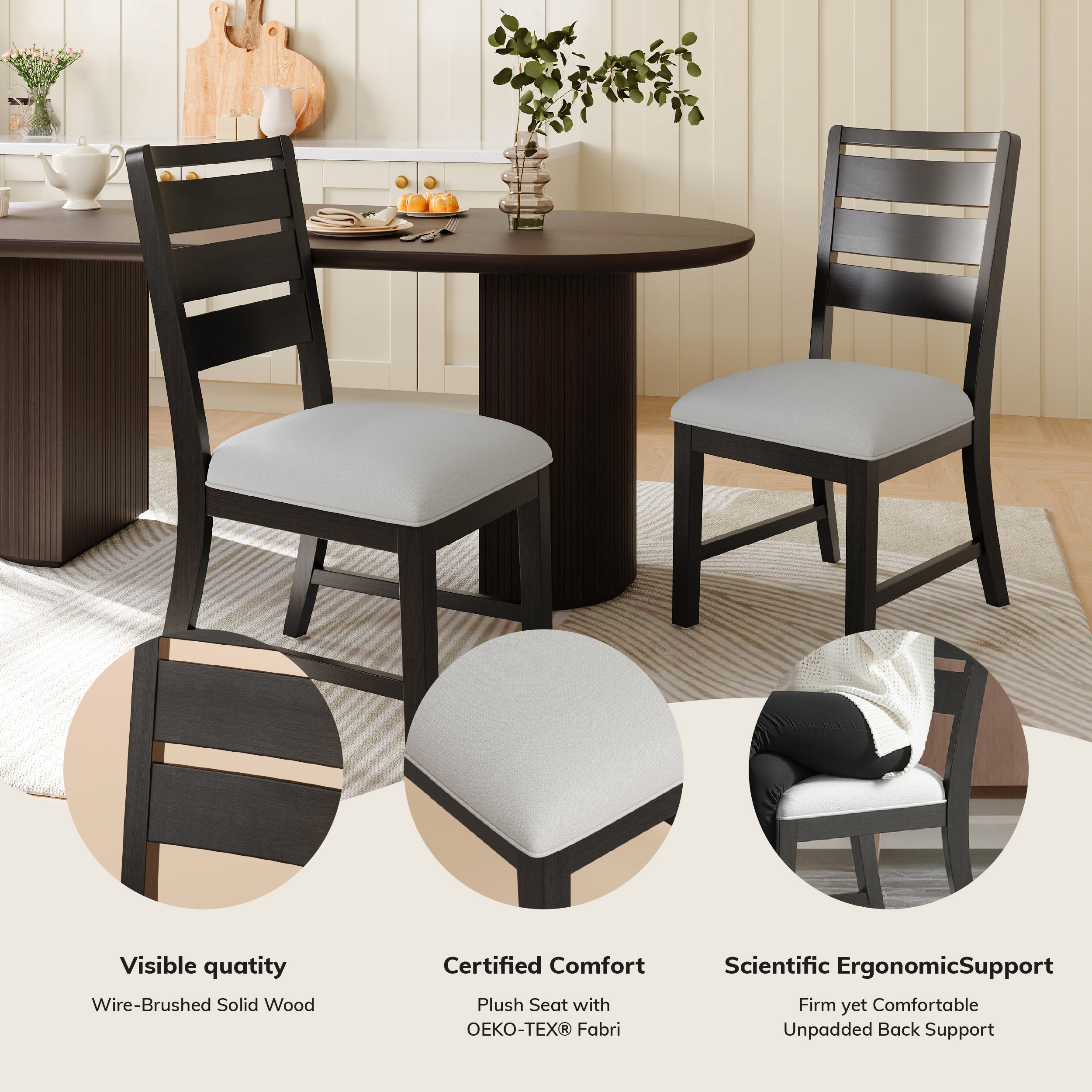 COLAMY SERA Solid Wood Comfort Dining Chair