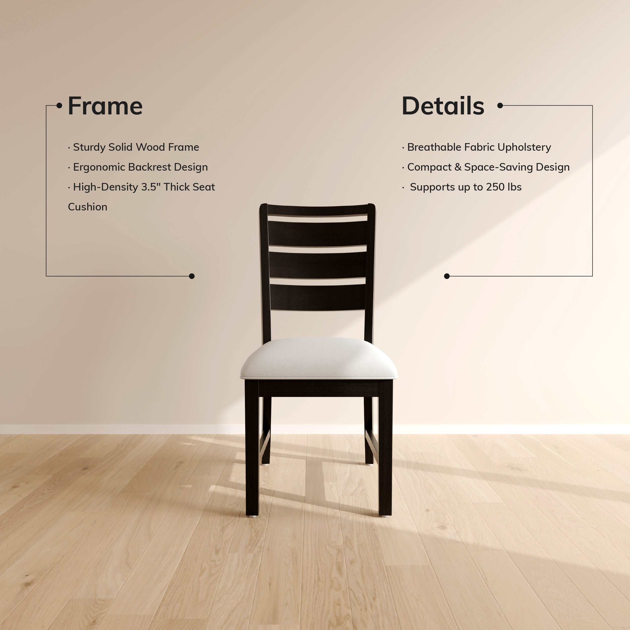 COLAMY SERA Solid Wood Comfort Dining Chair