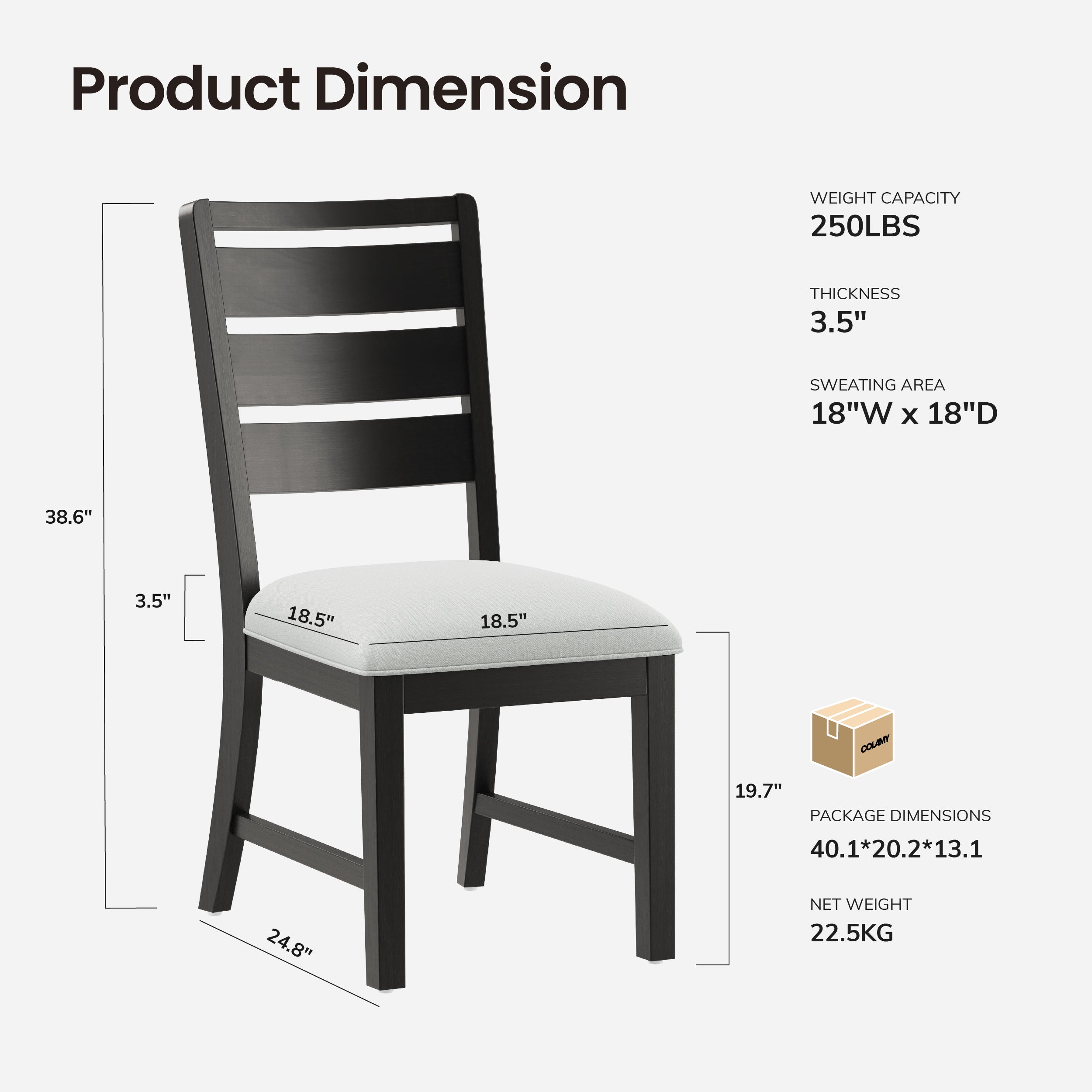 COLAMY SERA Solid Wood Comfort Dining Chair