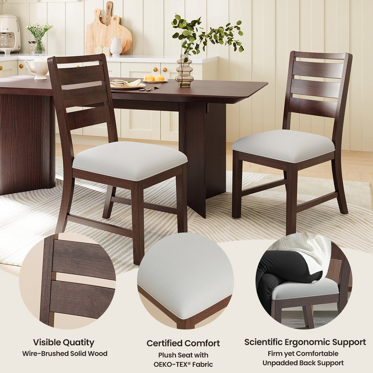 COLAMY SERA Solid Wood Comfort Dining Chair