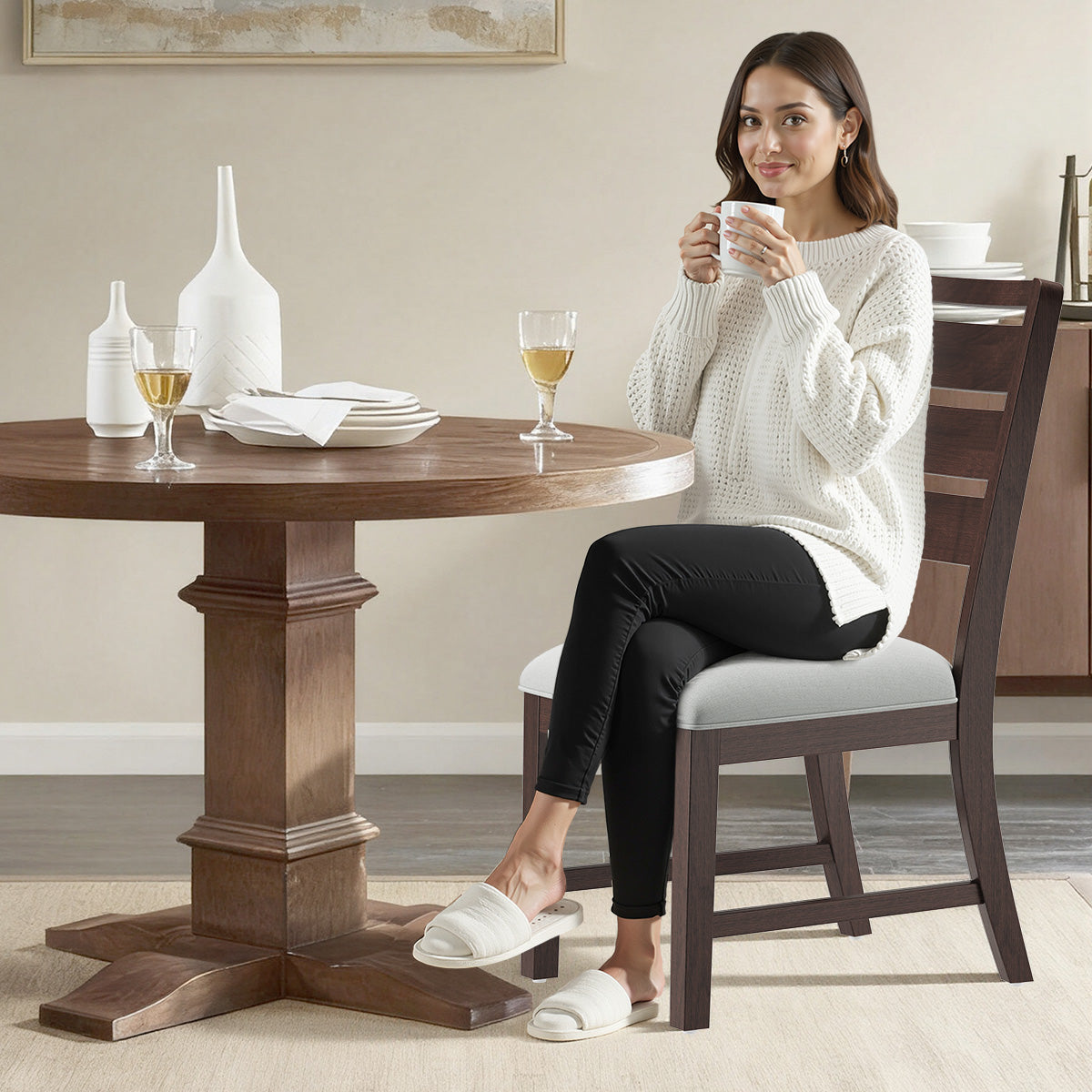 COLAMY SERA Solid Wood Comfort Dining Chair