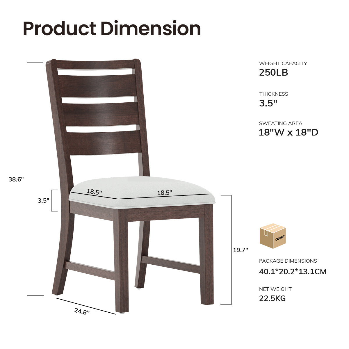 COLAMY SERA Solid Wood Comfort Dining Chair