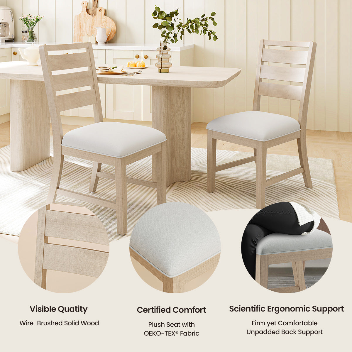 COLAMY SERA Solid Wood Comfort Dining Chair
