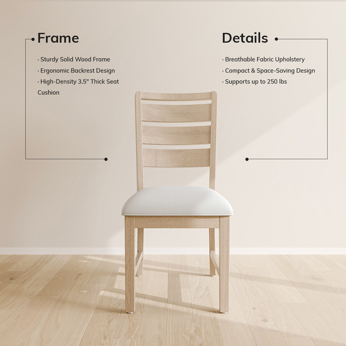 COLAMY SERA Solid Wood Comfort Dining Chair