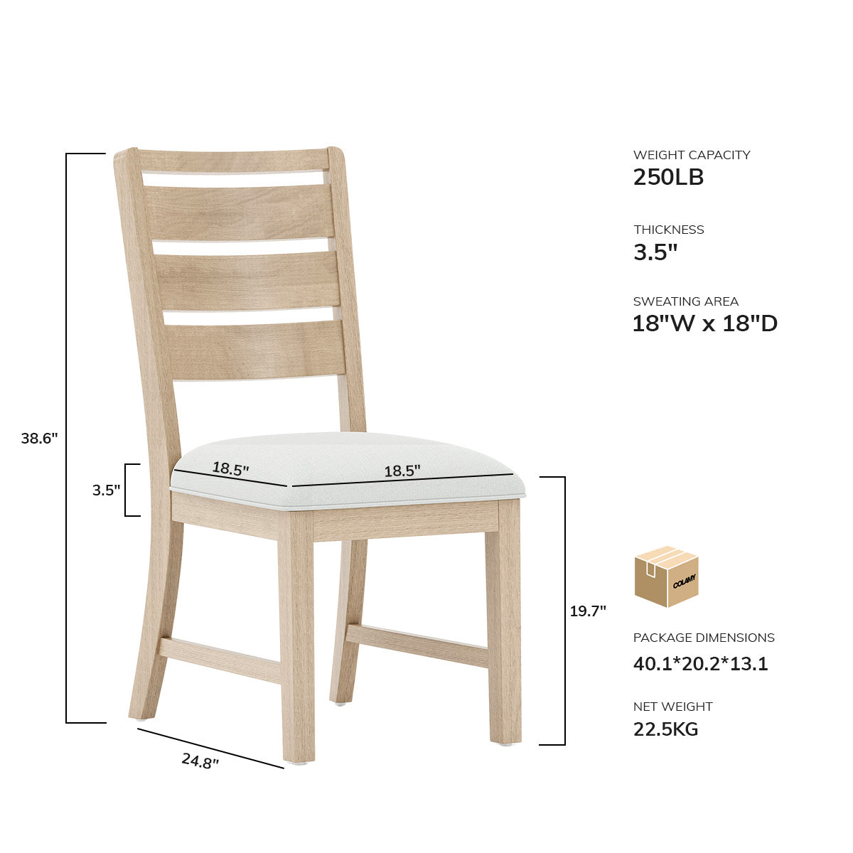 COLAMY SERA Solid Wood Comfort Dining Chair
