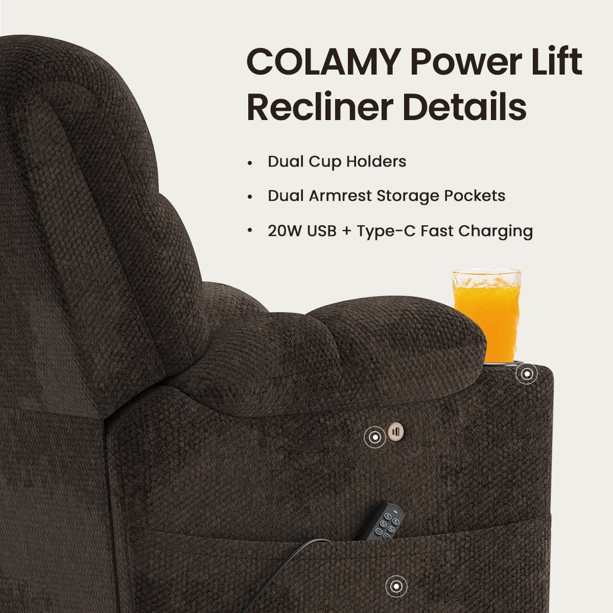 COLAMY SERENE Power Lift Recliner Massage Chair