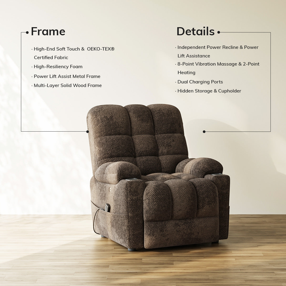 COLAMY SERENE Power Lift Recliner Massage Chair