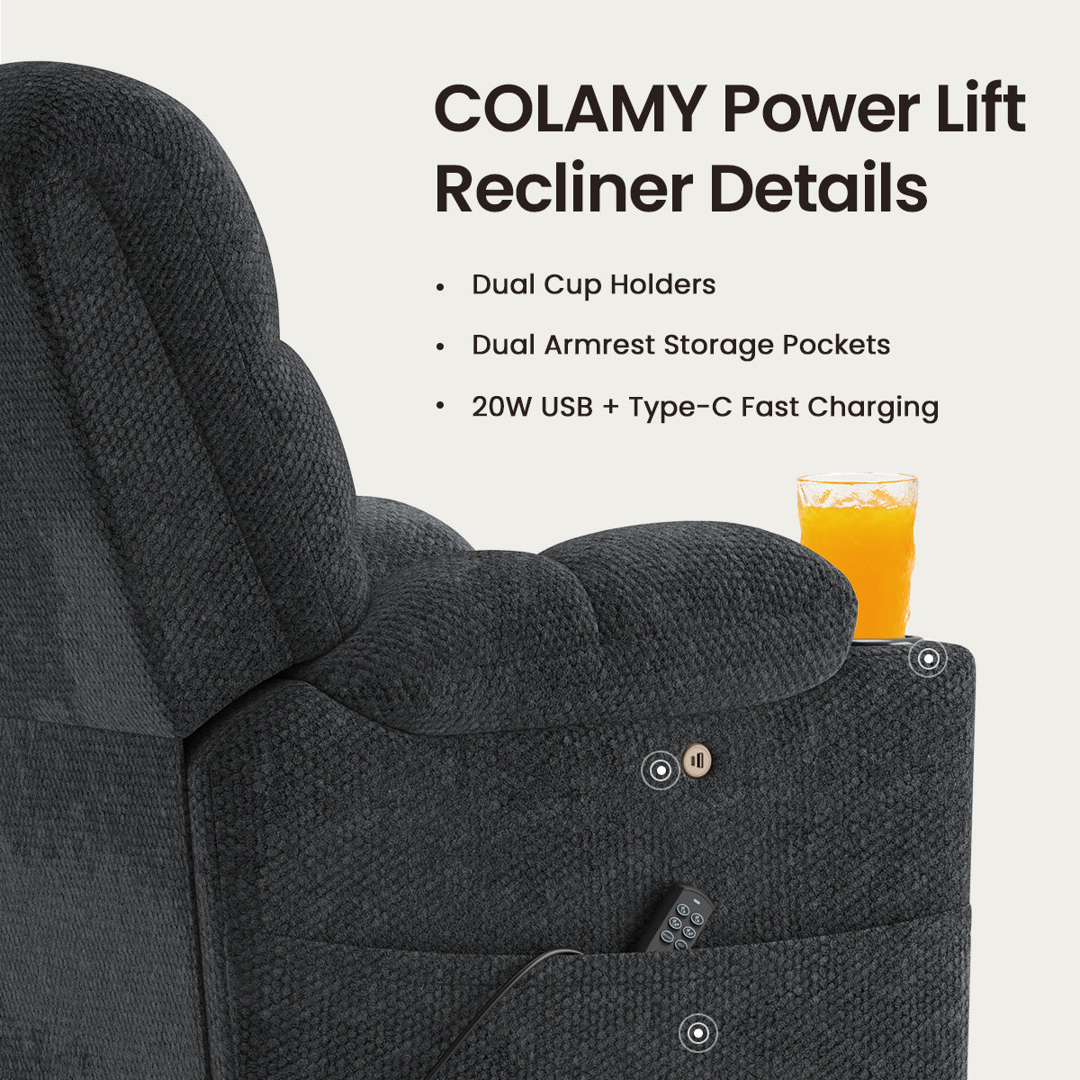 COLAMY SERENE Power Lift Recliner Massage Chair