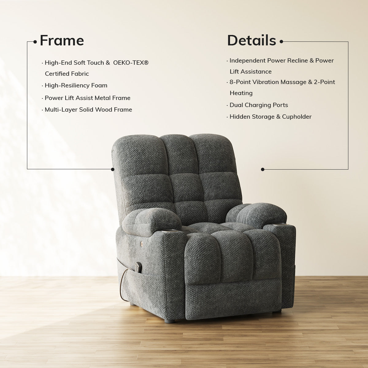 COLAMY SERENE Power Lift Recliner Massage Chair