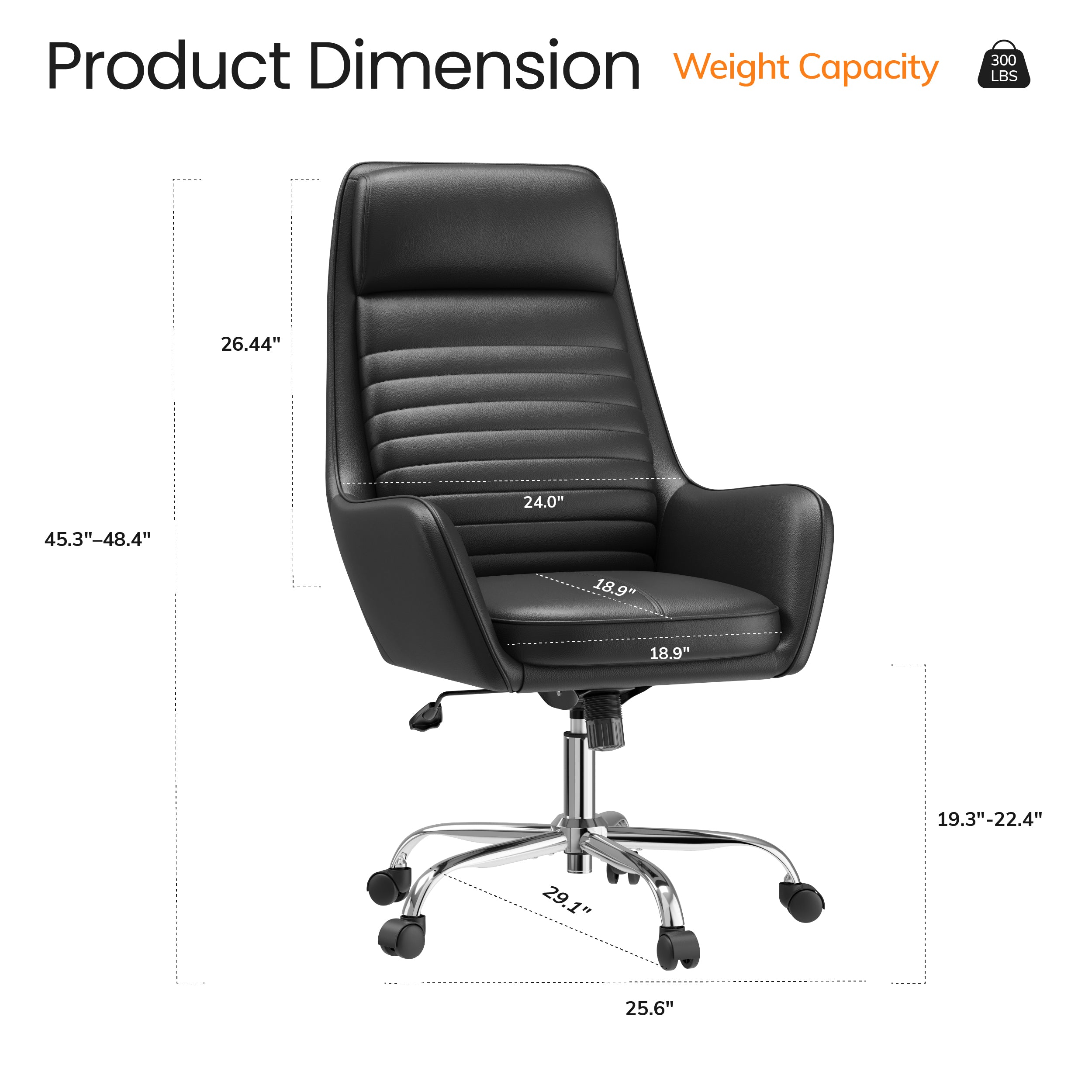 Colamy ELLIS Study & Home Office Swivel Chair with Casters