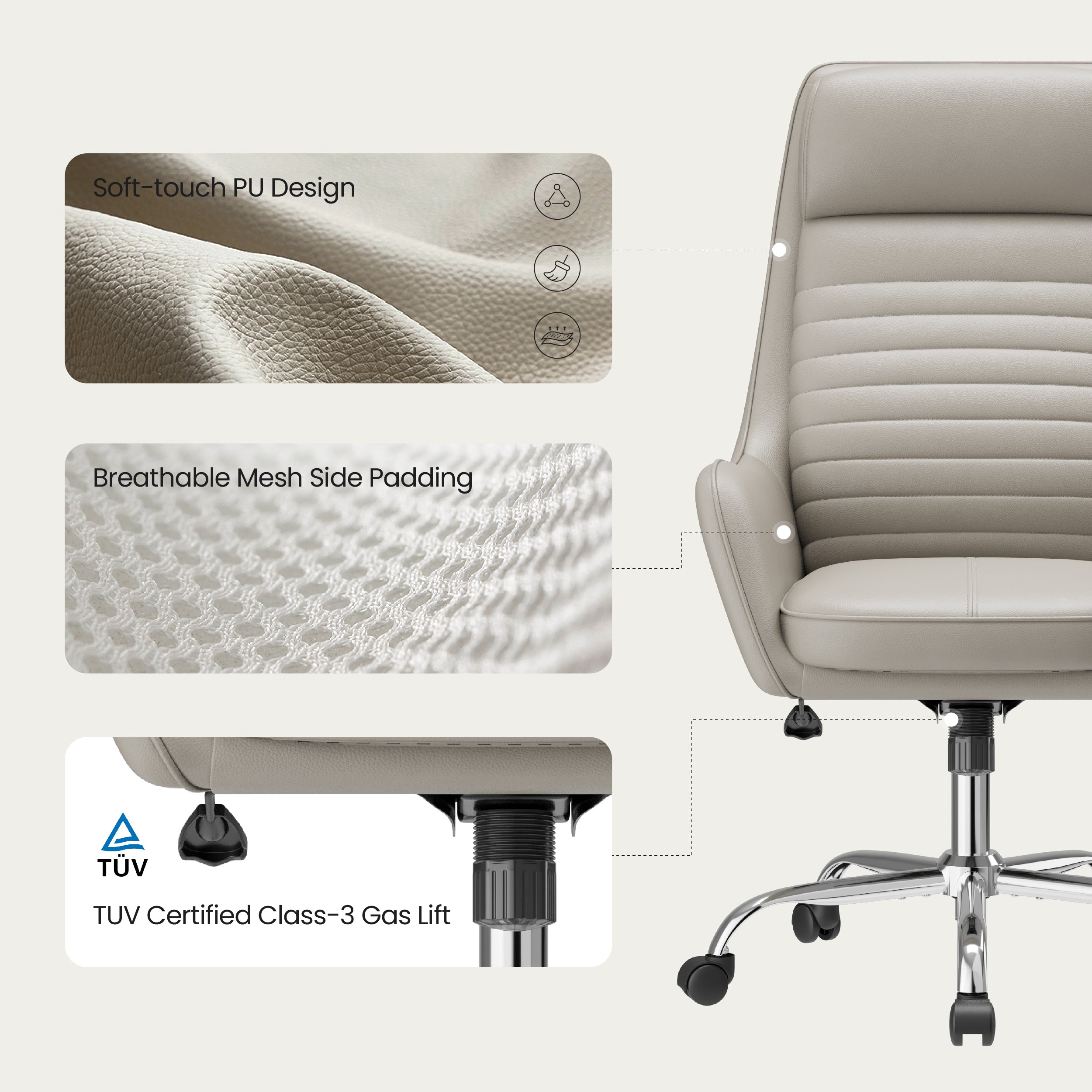 Colamy ELLIS Study & Home Office Swivel Chair with Casters