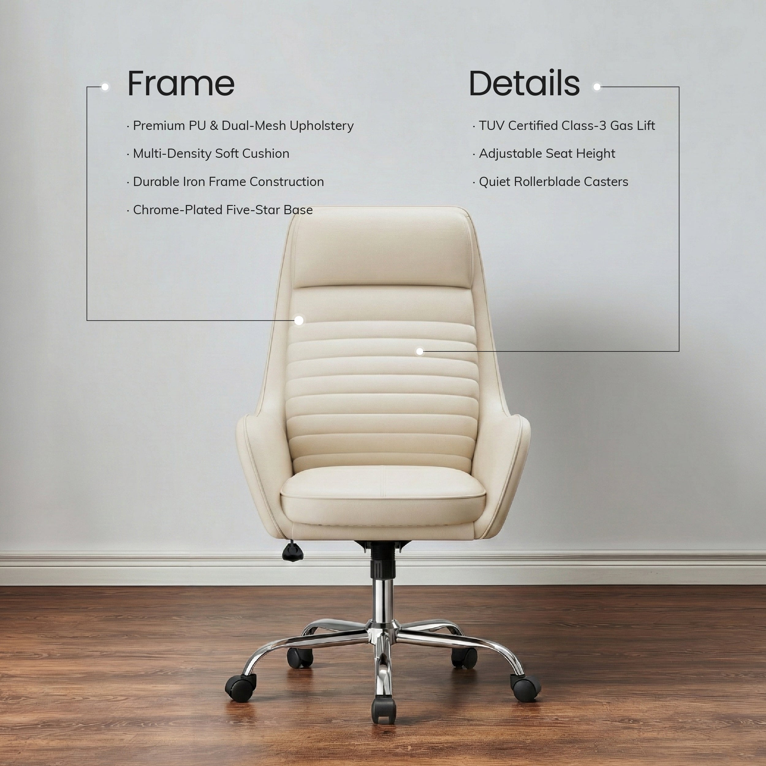 Colamy ELLIS Study & Home Office Swivel Chair with Casters