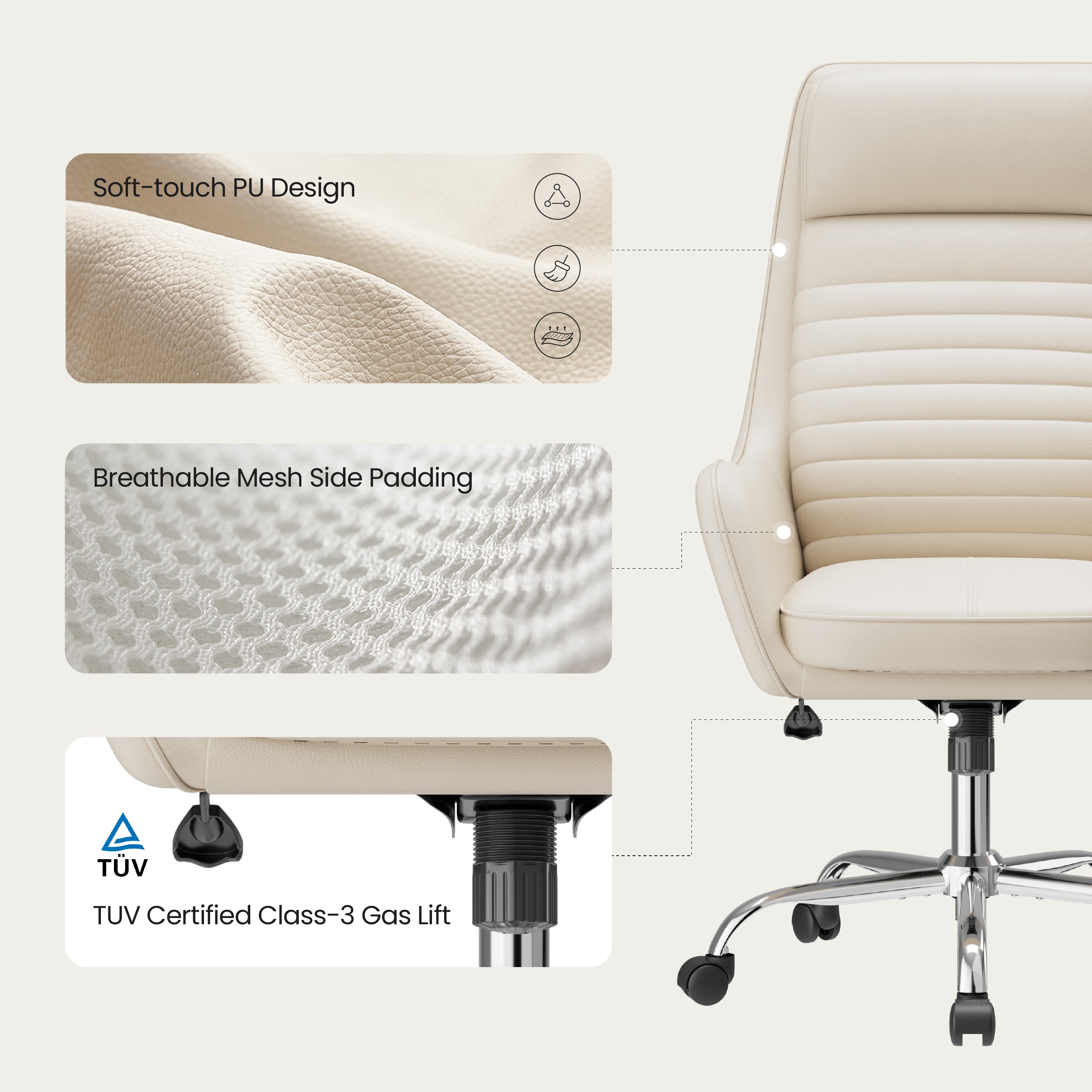 Colamy ELLIS Study & Home Office Swivel Chair with Casters