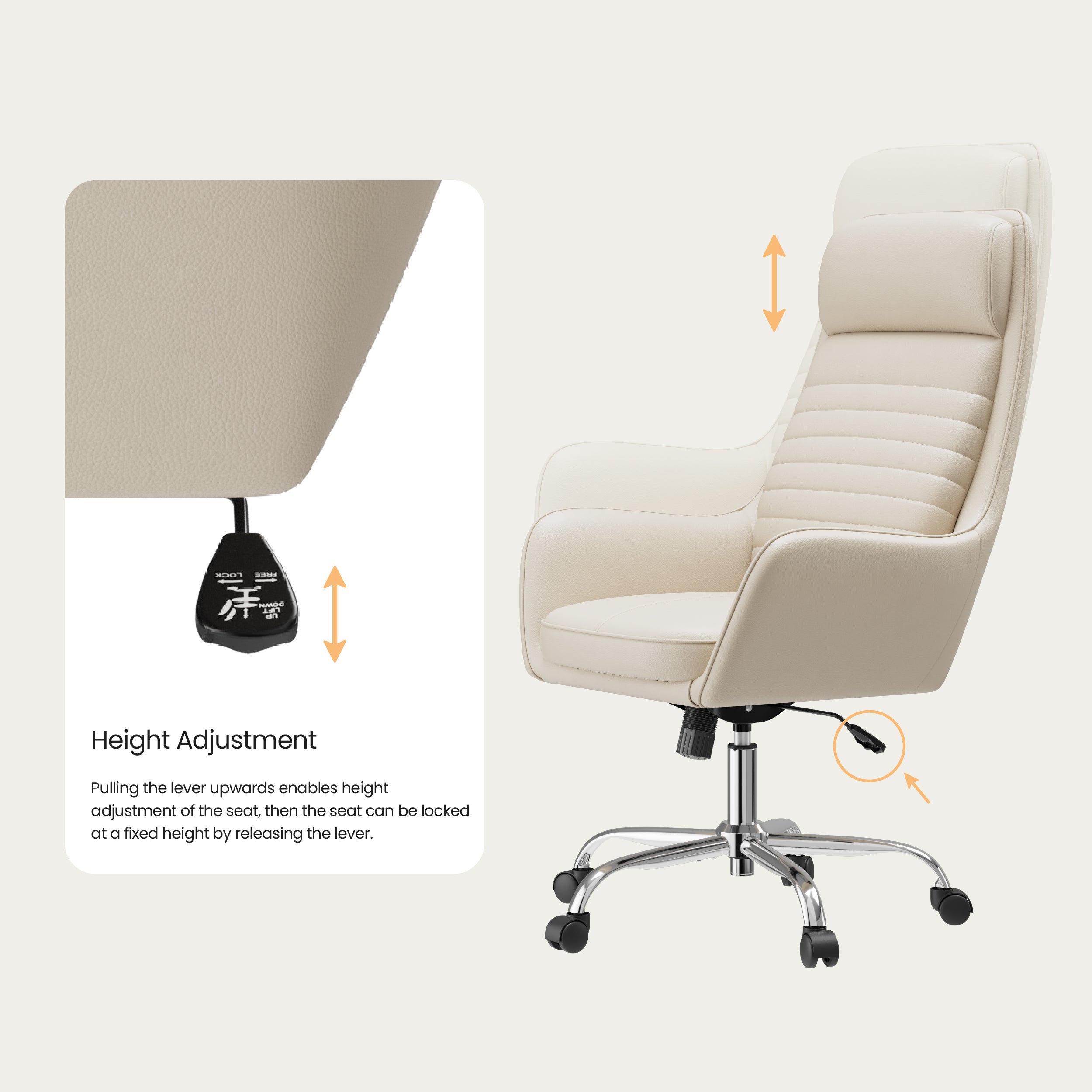 Colamy ELLIS Study & Home Office Swivel Chair with Casters