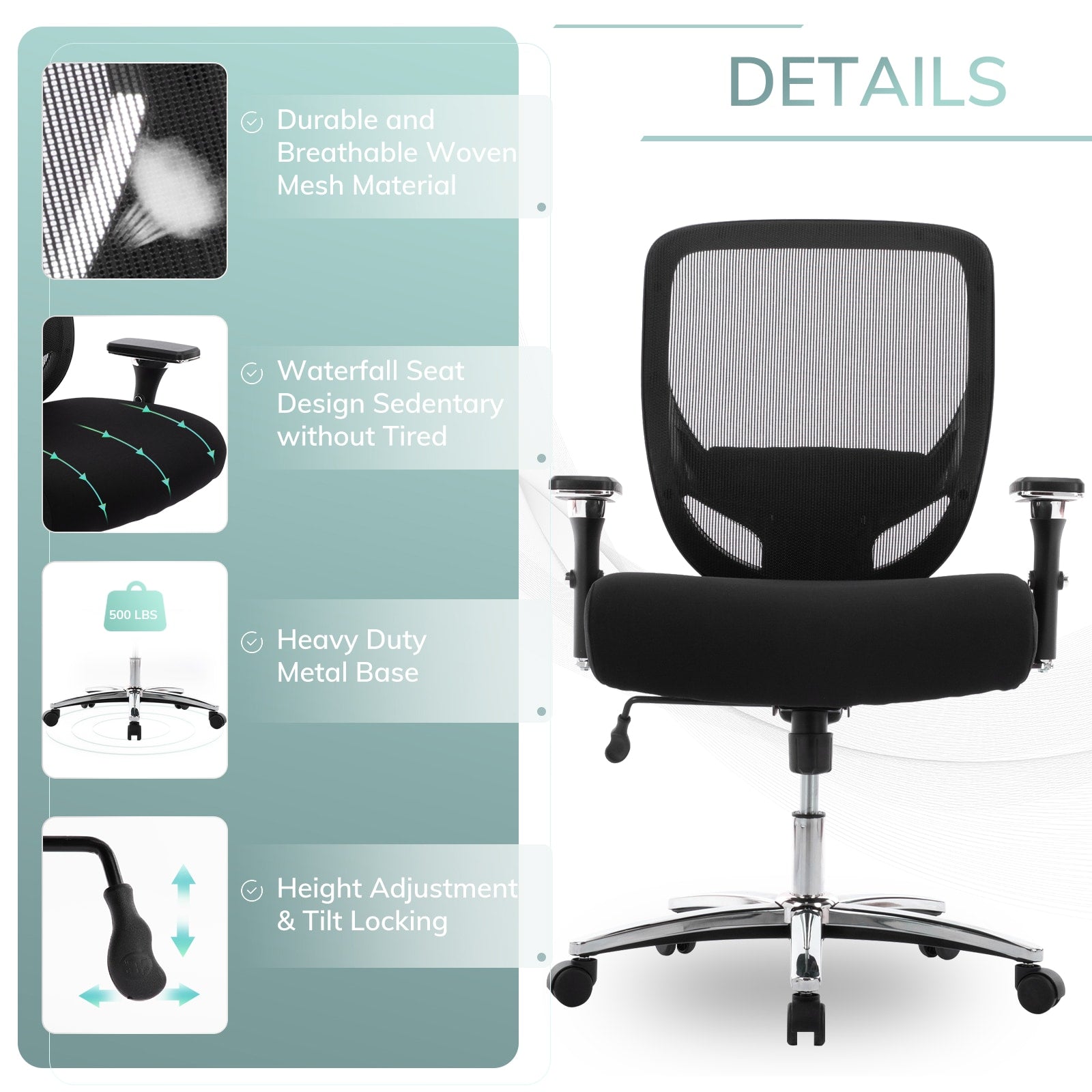 COLAMY Executive 500lbs Mesh Office Chair Ergonomic Desk Chair Model.3088
