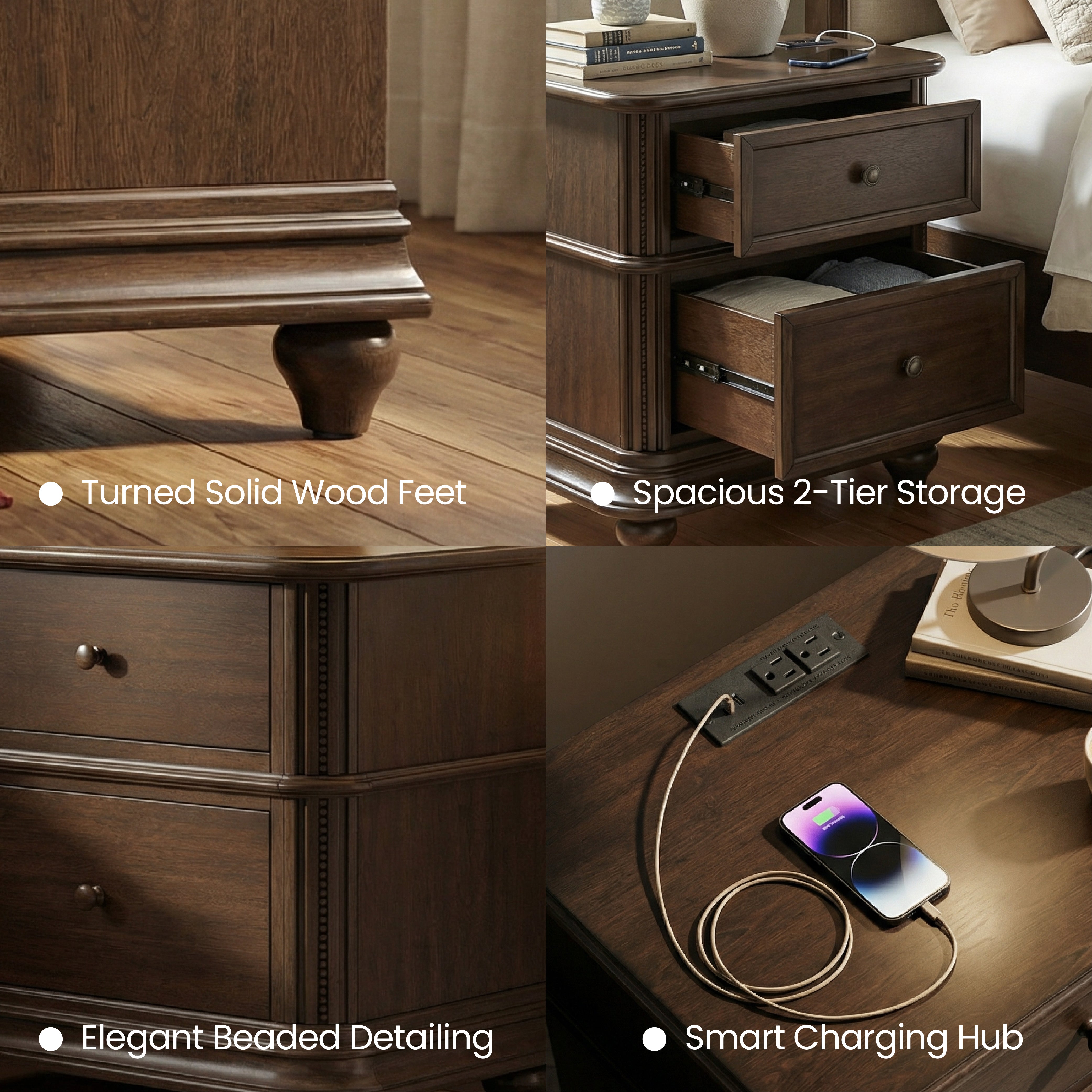 COLAMY ROWAN 2-Drawer Nightstand
