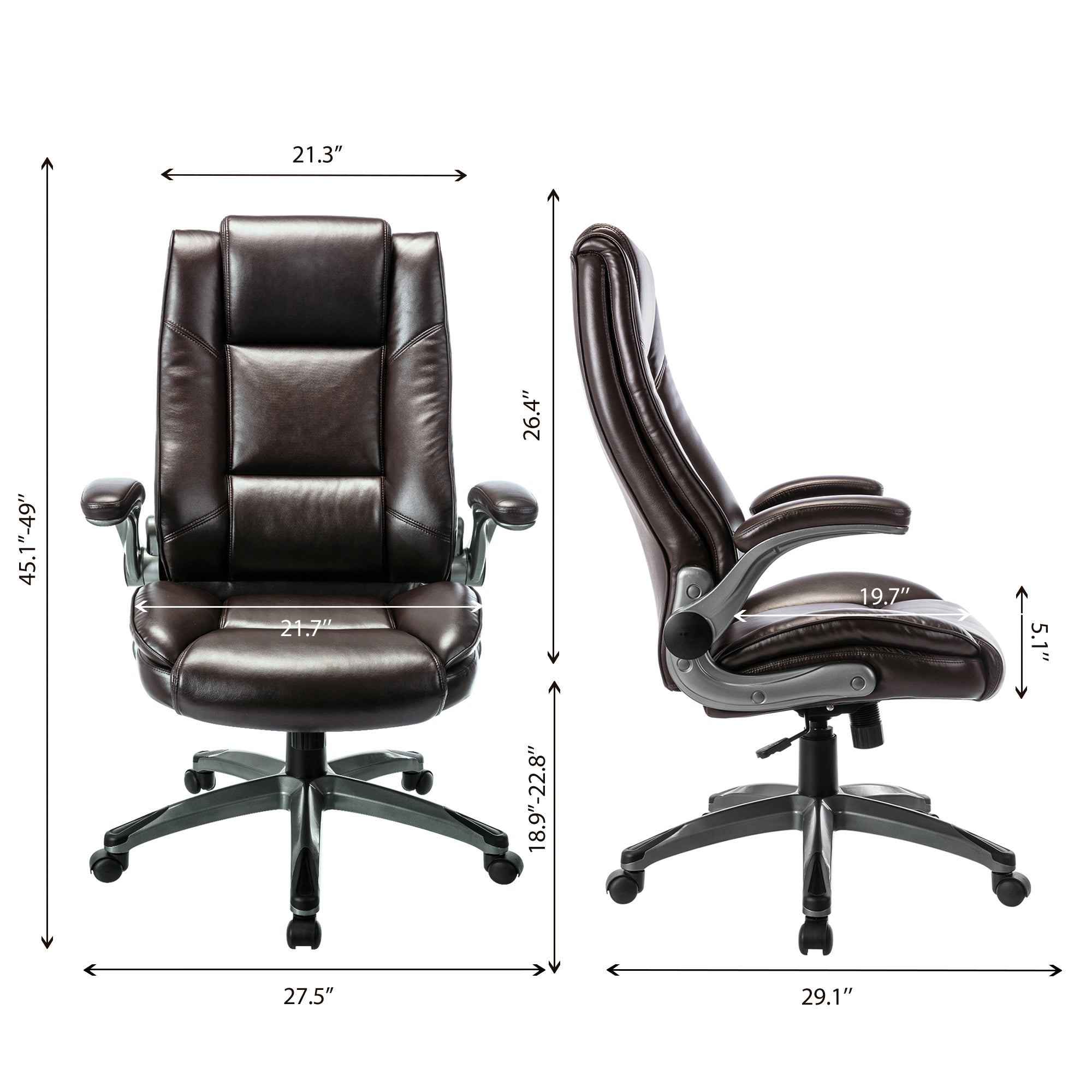 COLAMY 300LBS Ergonomic Lether Office Chair with Flip-up Armrests Model 2199