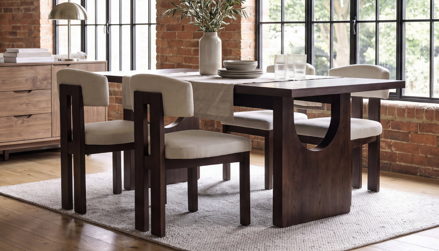 COLAMY HALO 72" Modern Wood Dining Table, , Set of 4