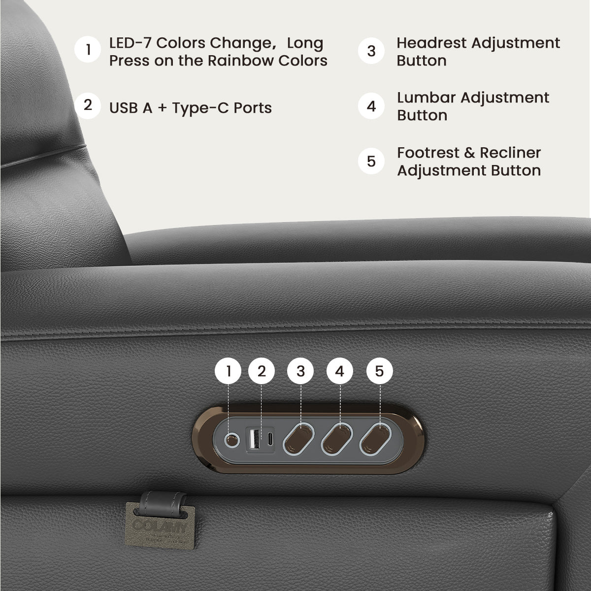 COLAMY AURA Power Recliner with Ambient Lighting