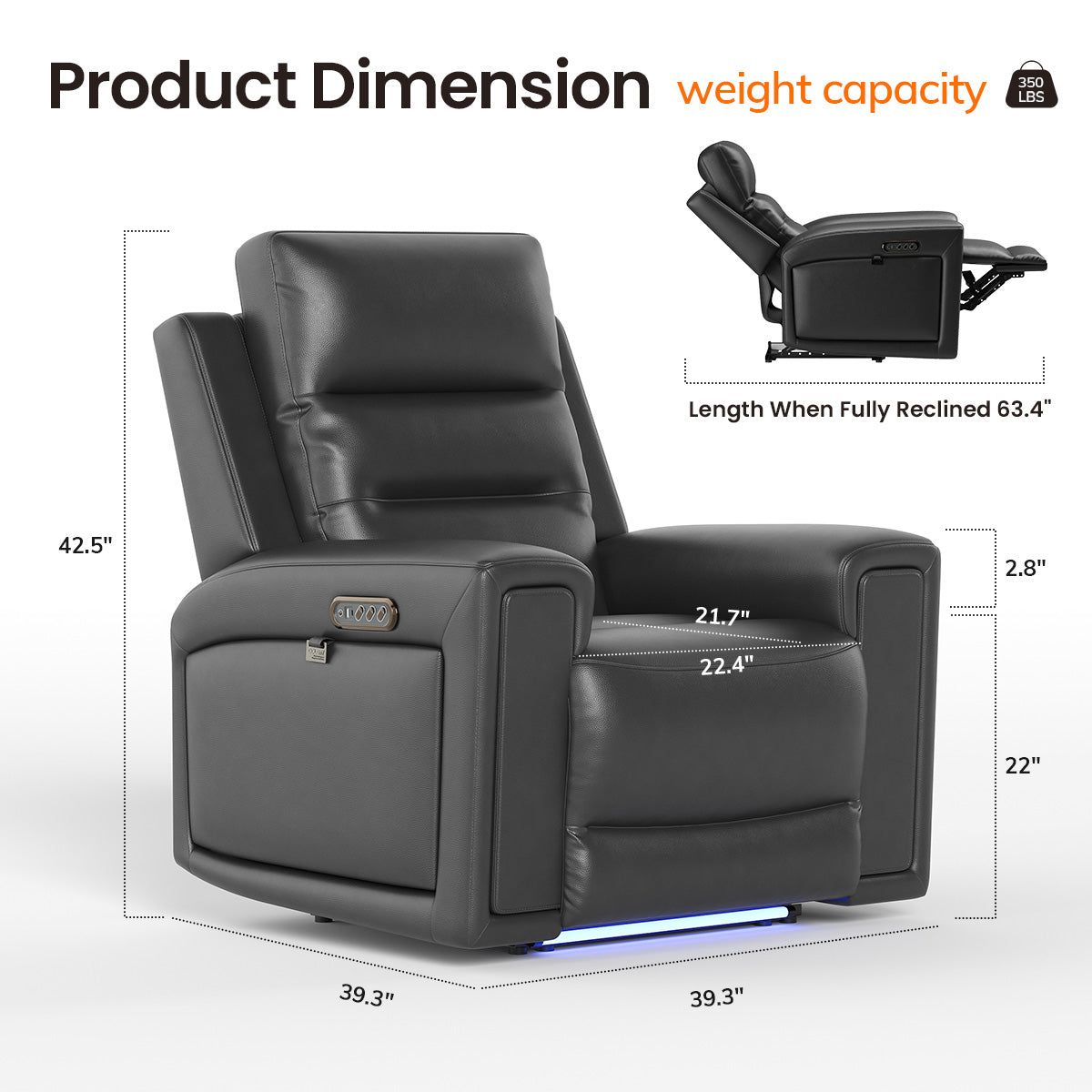 COLAMY AURA Power Recliner with Ambient Lighting