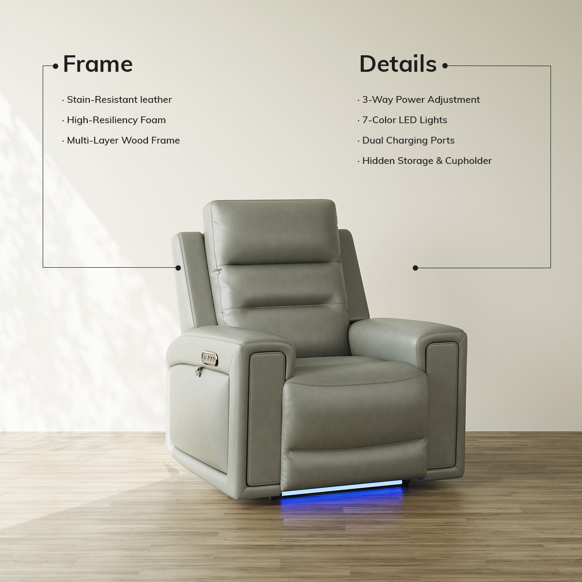 COLAMY AURA Power Recliner with Ambient Lighting