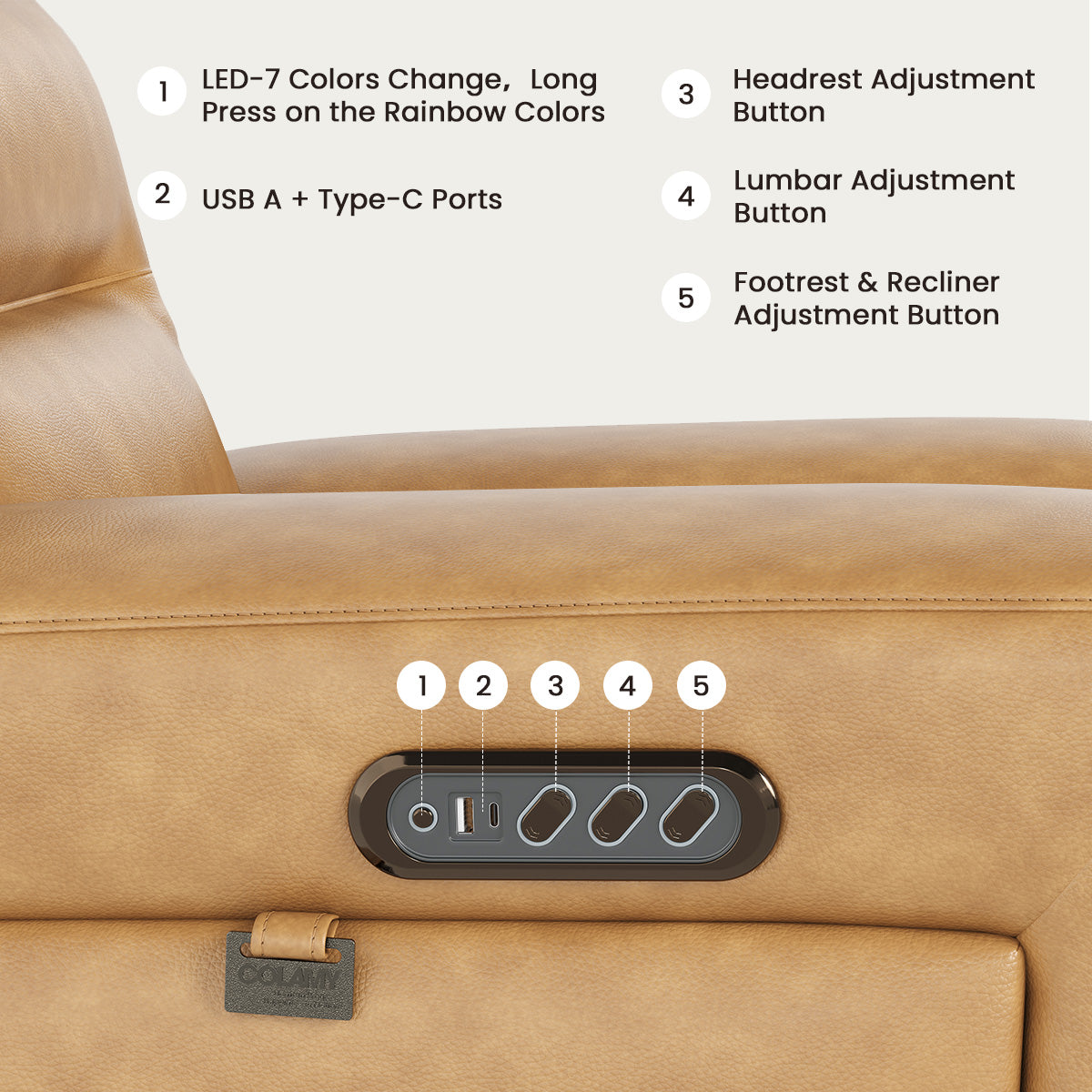 COLAMY AURA Power Recliner with Ambient Lighting