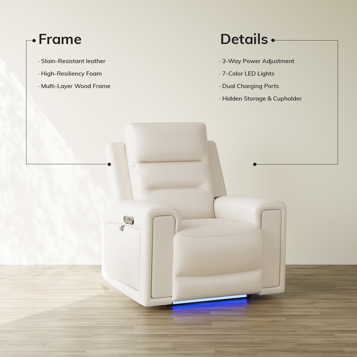 COLAMY AURA Power Recliner with Ambient Lighting