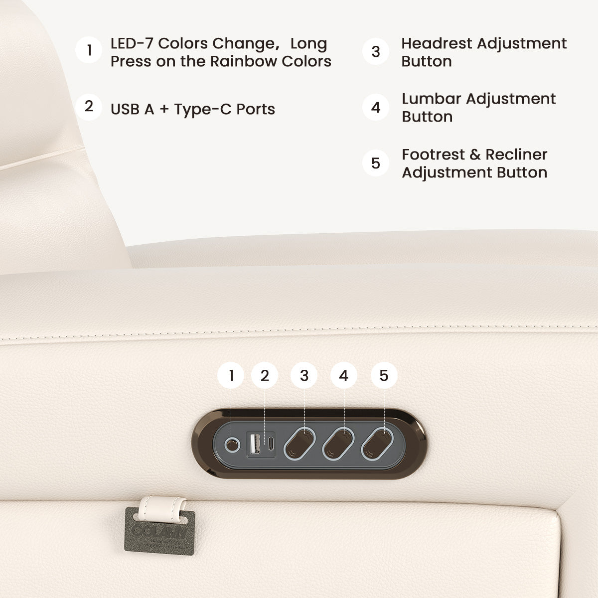 COLAMY AURA Power Recliner with Ambient Lighting