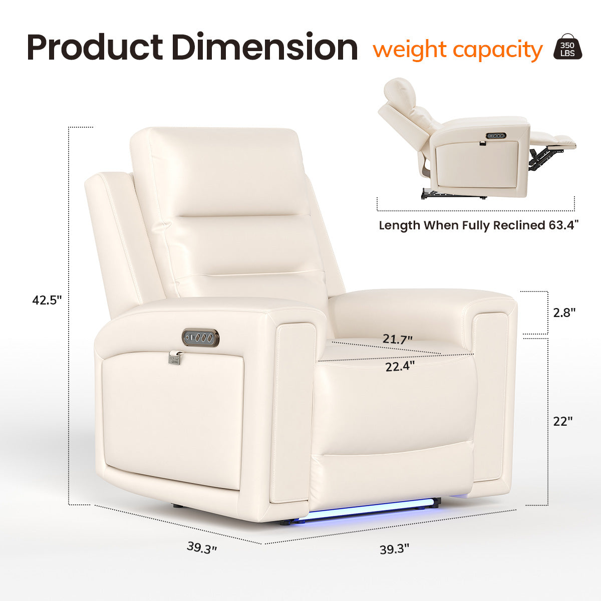 COLAMY AURA Power Recliner with Ambient Lighting