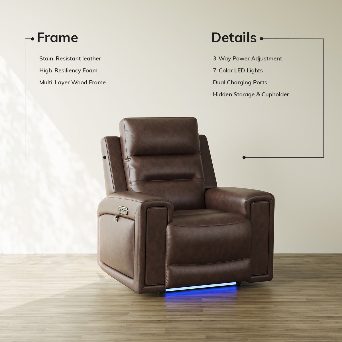 COLAMY AURA Power Recliner with Ambient Lighting