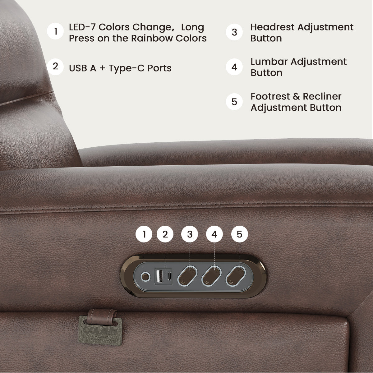 COLAMY AURA Power Recliner with Ambient Lighting