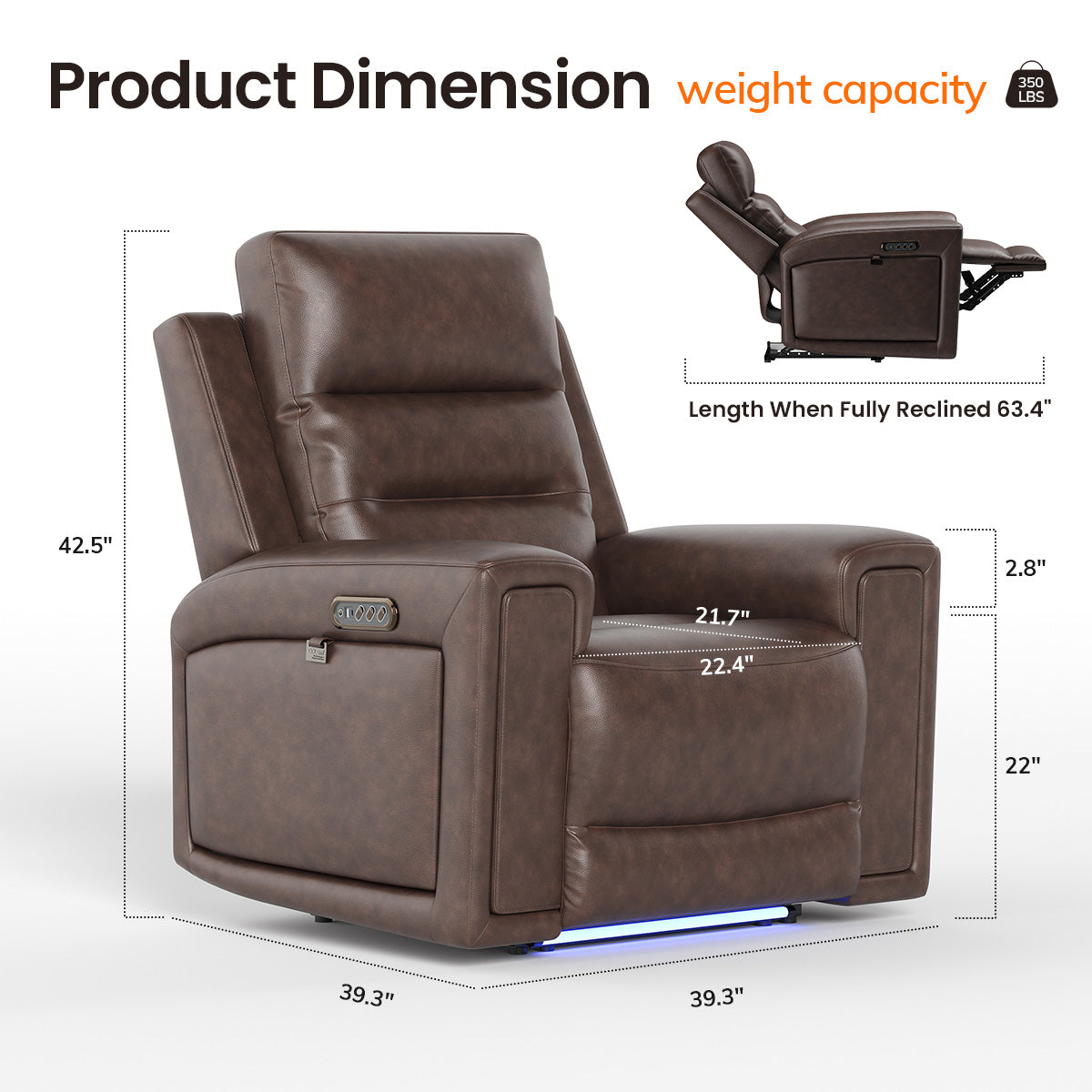 COLAMY AURA Power Recliner with Ambient Lighting